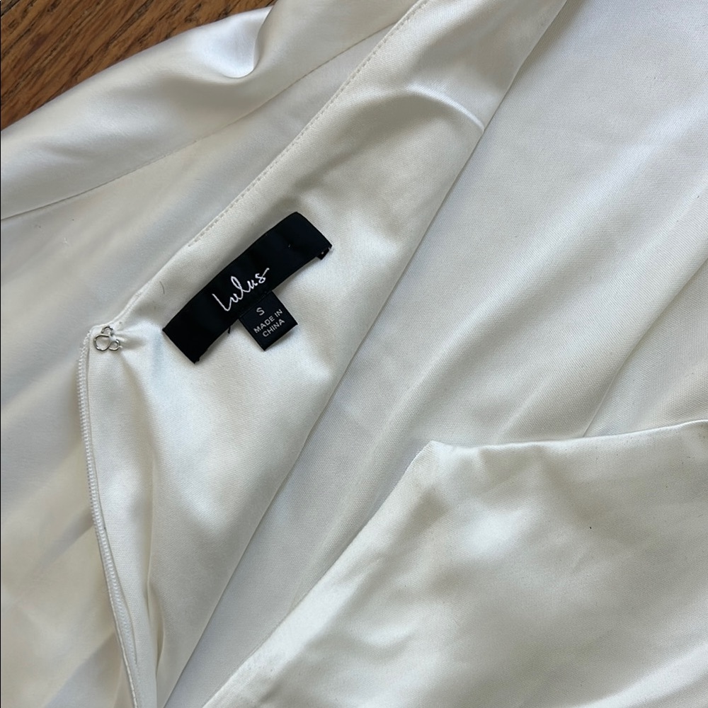 Lulu's Beyond Classy White Satin Halter Mini Dress - Picture 6 of 9